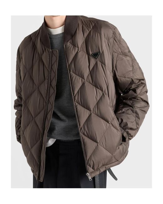 Prada Brown Short Quilted Down Jacket for men