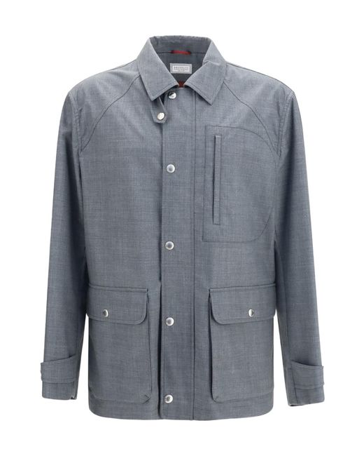 Brunello Cucinelli Gray Virgin Wool Field Jacket for men