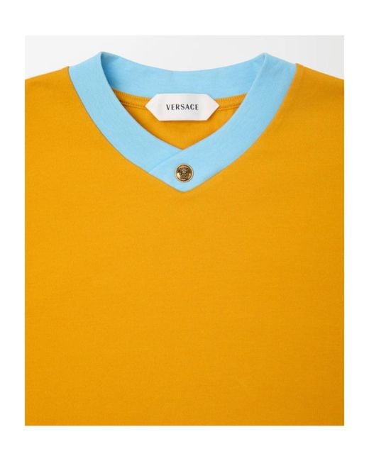 Versace Yellow Contrast-Trim Cropped T-Shirt