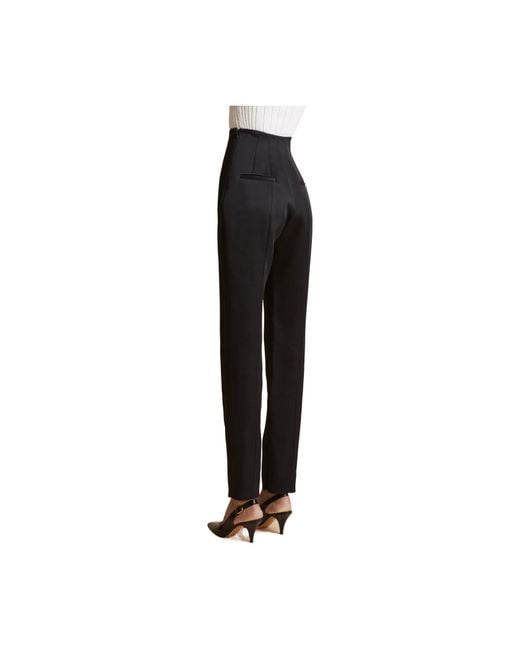 Khaite Black High Waisted Cropped Trousers