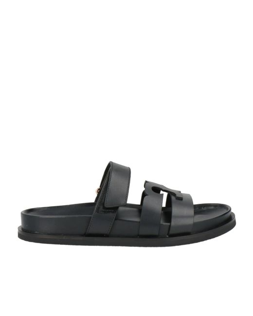 Tory Burch Black Plain Colour Sandals