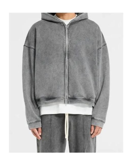 Represent Gray Initial Boxy Zip Through Hoodie for men