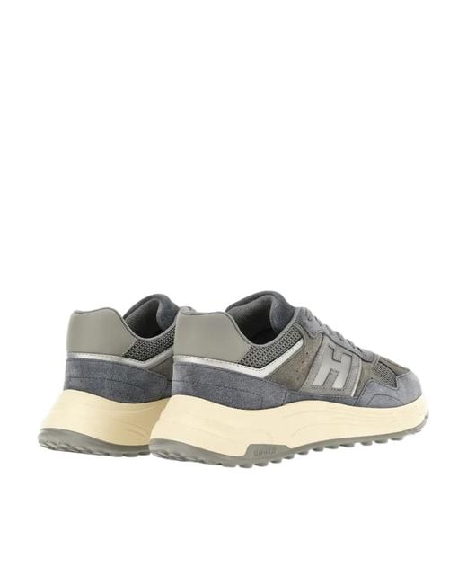 Hogan Gray Hyperlight Leather And Mesh Sneakers Shoes for men