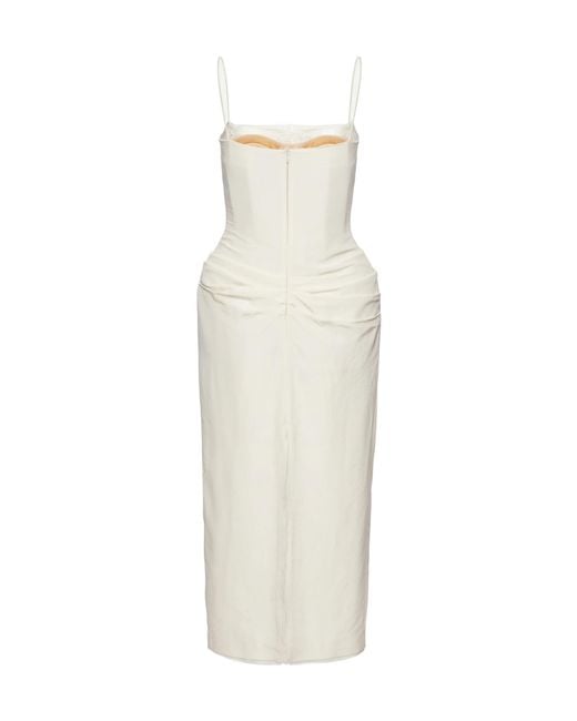 Magda Butrym Women's White Midi Corset Dress With Lace Neckline