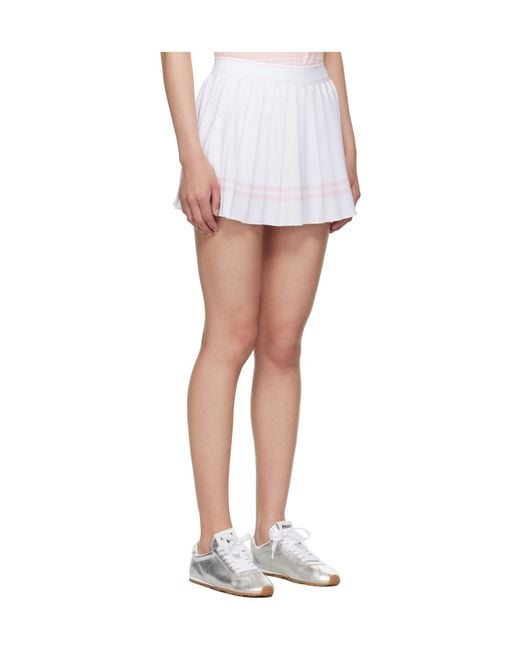 Sporty & Rich White Vendome Script Pleated Midi Skirt