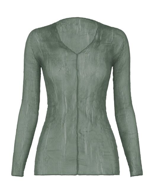 Issey Miyake Green V-Neck Top