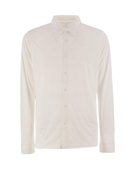 Majestic Filatures White Long-Sleeved Shirt for men