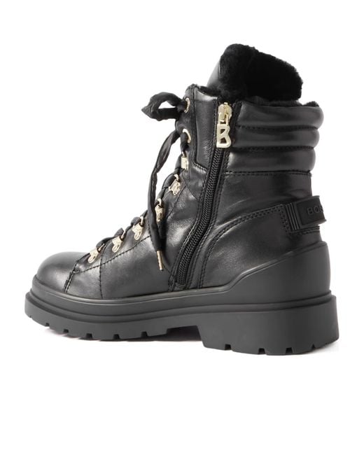 Bogner Black Shearling-Lined Leather Ankle Boots