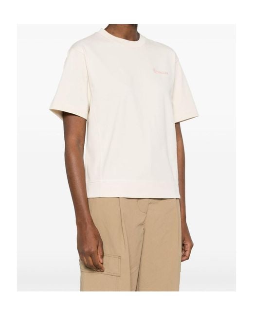 Moncler White Grenoble Logo Printed Crewneck T-Shirt