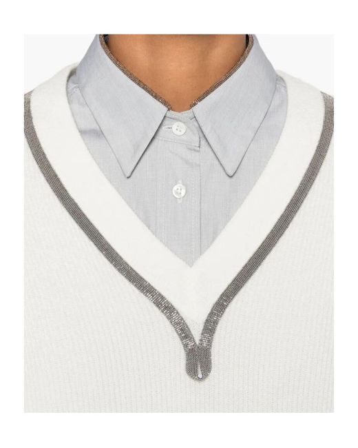 Brunello Cucinelli White Cashmere Sweater