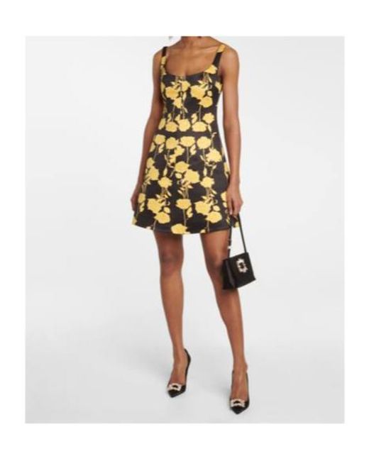 Emilia Wickstead Yellow Talia Floral Taffeta Faille Minidress