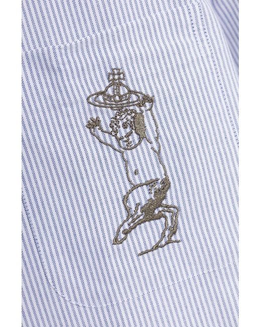 Vivienne Westwood Blue Bowling Embroidered Shirt for men