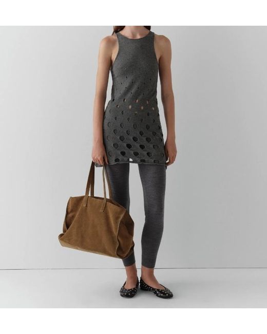 GIMAGUAS Gray Aros Perforated Sleeveless Dress