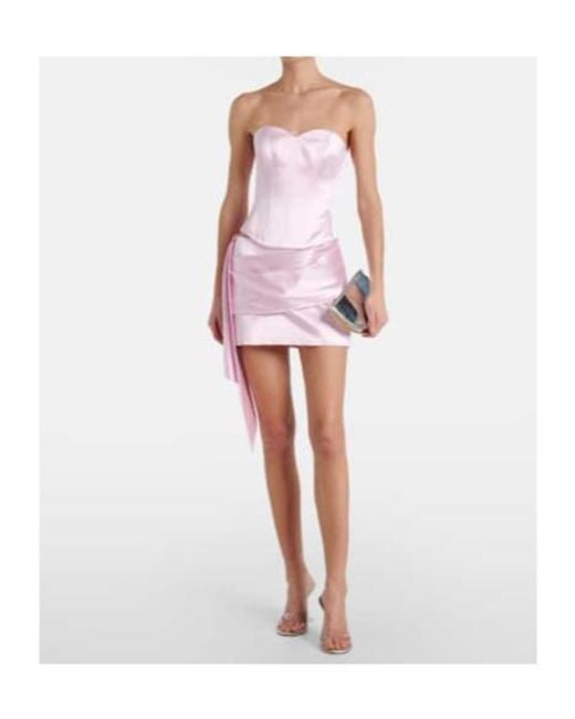 Alex Perry Pink Draped Duchess Satin Miniskirt