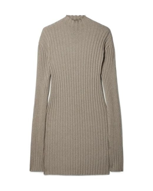 The Row Gray Deidree Ribbed Knitted Pullover