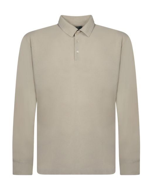 Zanone Natural Crepe Long Sleeve Polo Shirt for men