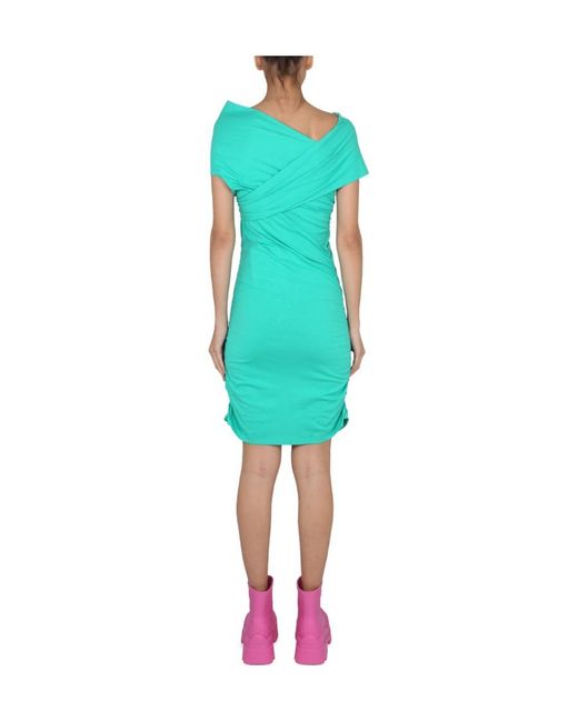 MSGM Blue Off-Shoulder Mini Dress