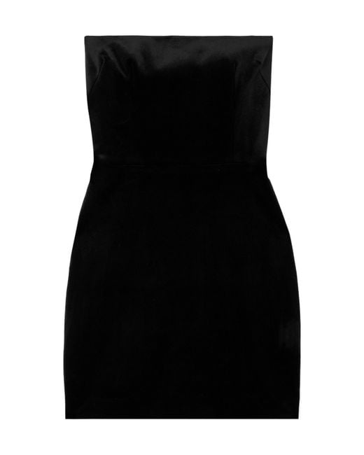 Alex Perry Black Strapless Stretch Velvet Mini Dress
