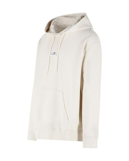 MM6 by Maison Margiela White Logo-Patch Drawstring Hoodie for men
