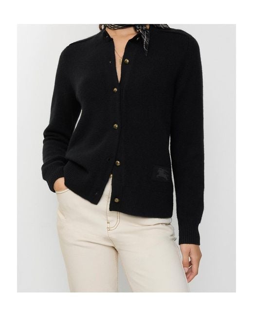 Burberry Black Crewneck Knit Cardigan