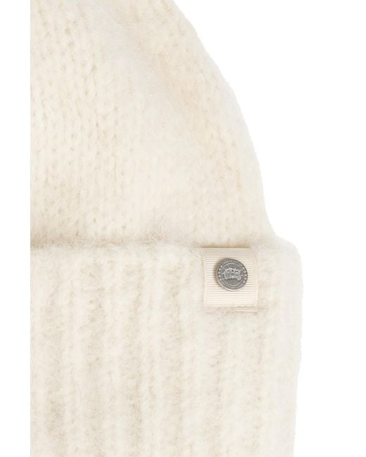 Canada Goose White Logo-Plaque Beanie