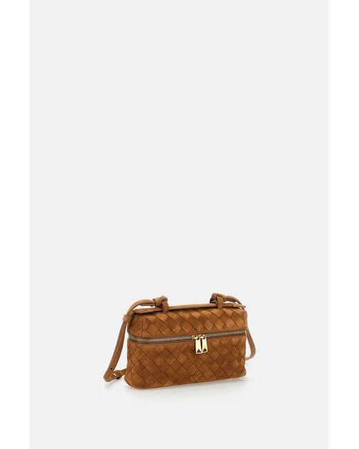Bottega Veneta Brown Bang Bang Vanity Case Bag Suede