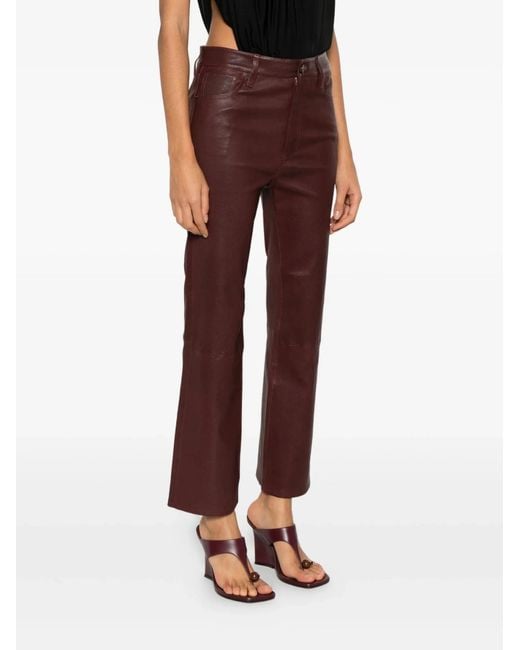 FRAME Red Reboot Crop Leather Trousers