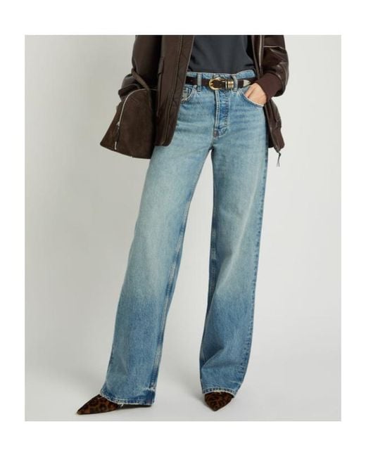 Anine Bing Blue Hugh Wide-Leg Jeans