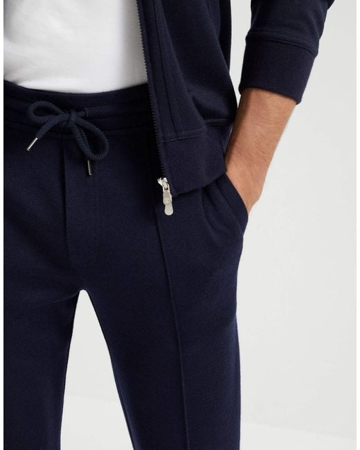 Brunello Cucinelli Blue Elastic Drawstring Waist Pants for men