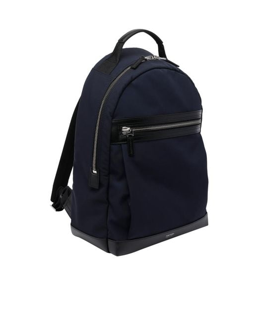 Tom Ford Blue Logo Printed Zip-Around Backpack for men
