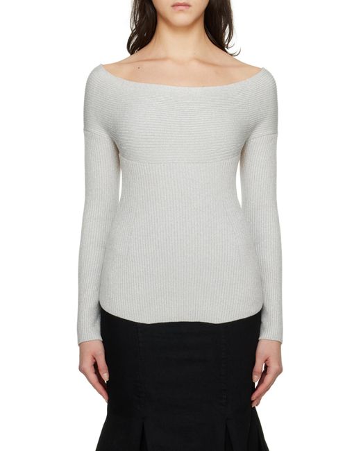 Khaite Gray Salma Open-Back Ribbed Top