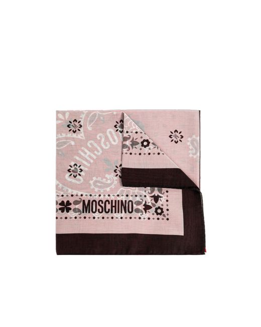 Moschino Pink Logo Printed Scarf for men