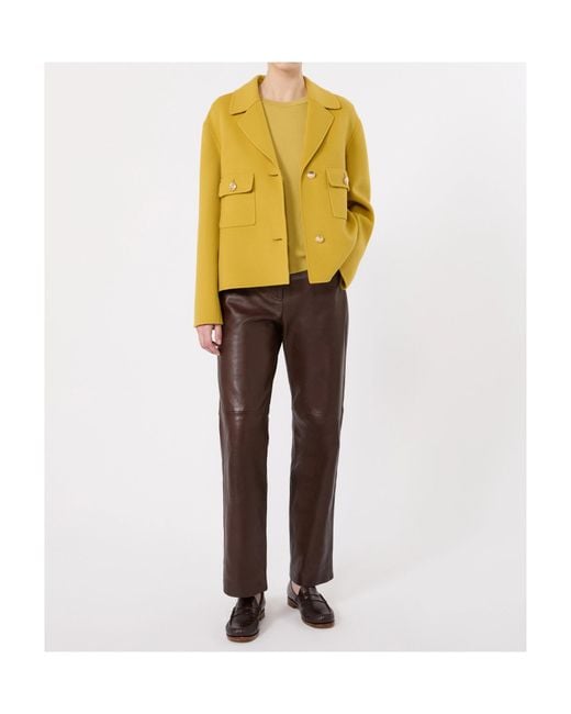 Max Mara Brown Leather Straight Trousers