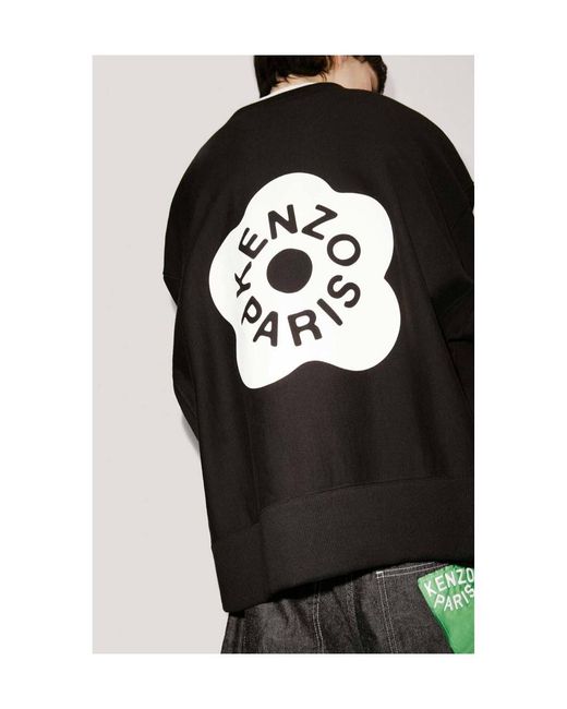 KENZO Black Logo Printed Crewneck Sweatshirt for men