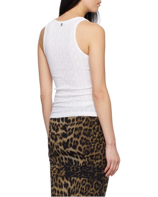 Rabanne White Logo-Plaque Sleeveless Tank Top