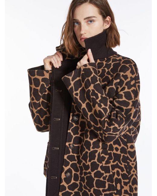 Max Mara Brown All-Over Patterned Long-Sleeved Coat