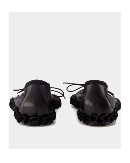 Simone Rocha Black Frilled Mesh Slip-On Ballet Flats