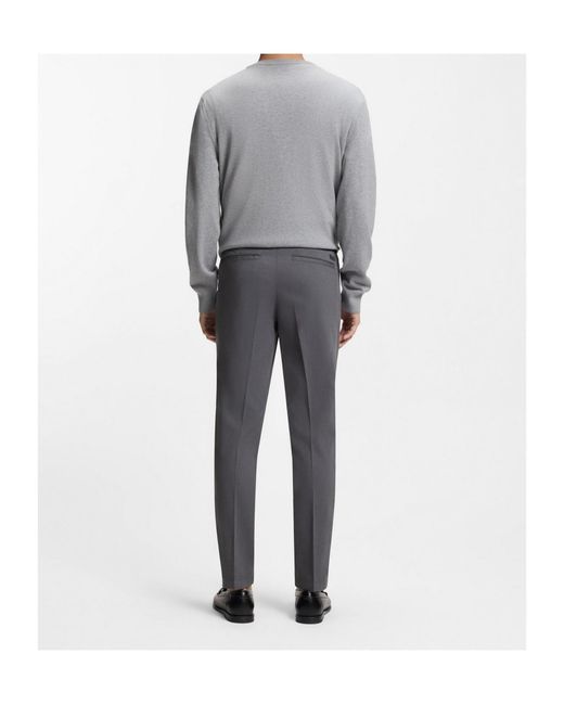 Boss Gray Pressed-Crease Tapered Trousers for men