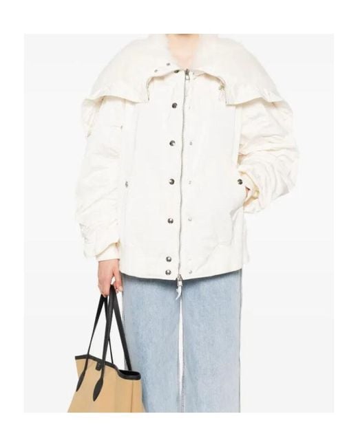 Ermanno Scervino White Fur-Trimmed Puffer Jacket