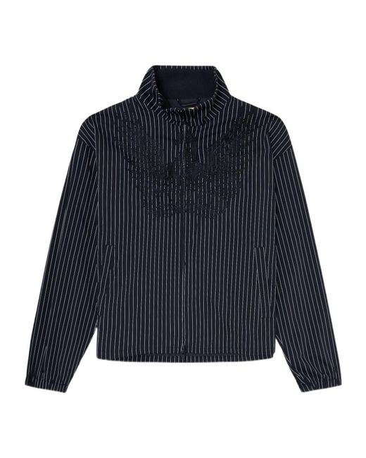 DIESEL Blue Pinstripe Phoenix-Embroidered Jacket for men