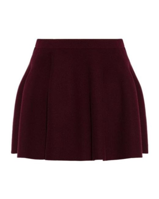 Lisa Yang Red Pleated Knit Mini Skirt