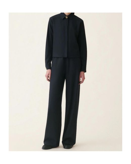 Fabiana Filippi Blue Jewel-Detail Long-Sleeve Top