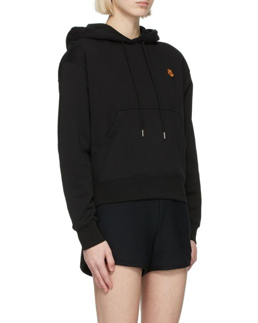 KENZO Black Tiger Crest Embroidered Drawstring Hoodie