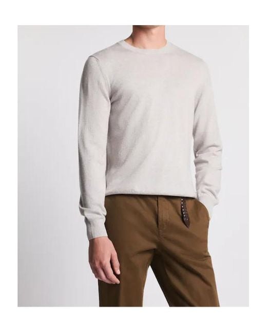 Fay White Round Neck Wool Jumper for men