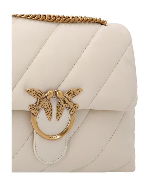 Pinko Natural Love Big Puff Chain-Linked Shoulder Bag