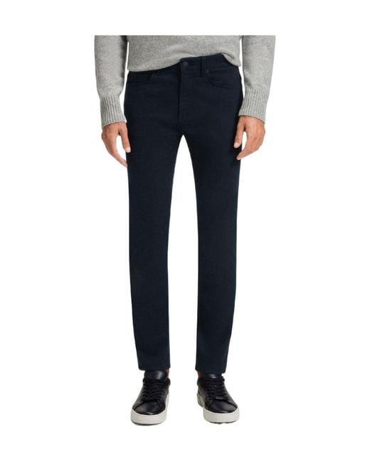 Boss Blue Solid Color Casual Pants for men