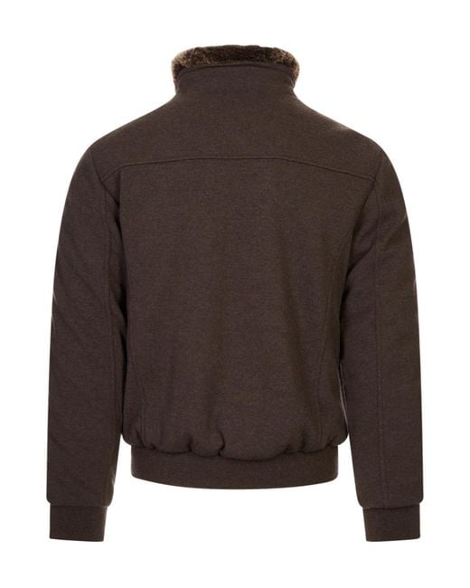 Moorer Brown High-Collar Jacket for men