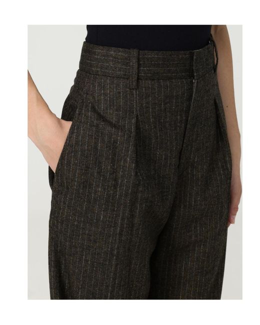 Isabel Marant Black Pinstriped Straight-Leg Trousers