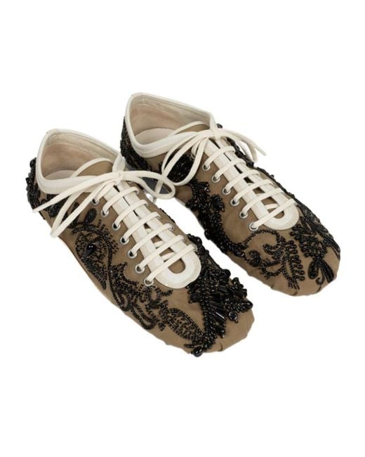 Dries Van Noten Multicolor Embroidered Lace-Up Ballerina Sneakers