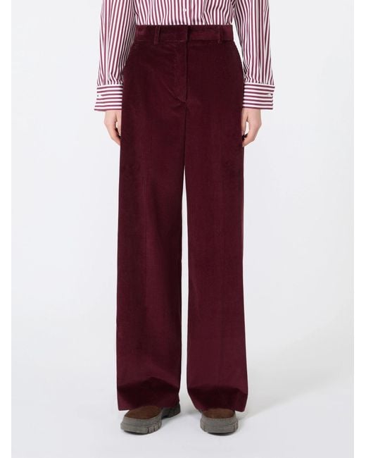 Weekend by Maxmara Red Cotton Velvet Trousers
